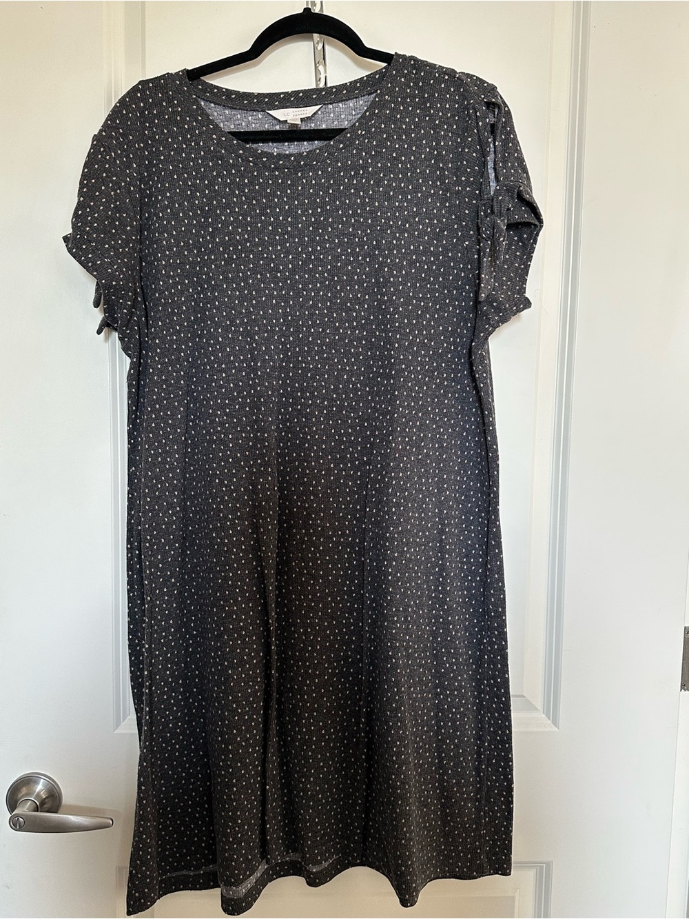 LC Women's Charcoal Dot Short-Sleeve Dress